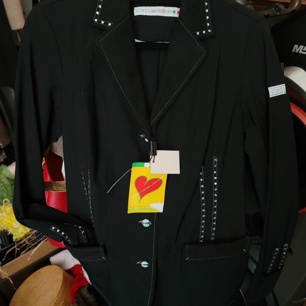 Black Animo Show Coat with Swarovski Crystals